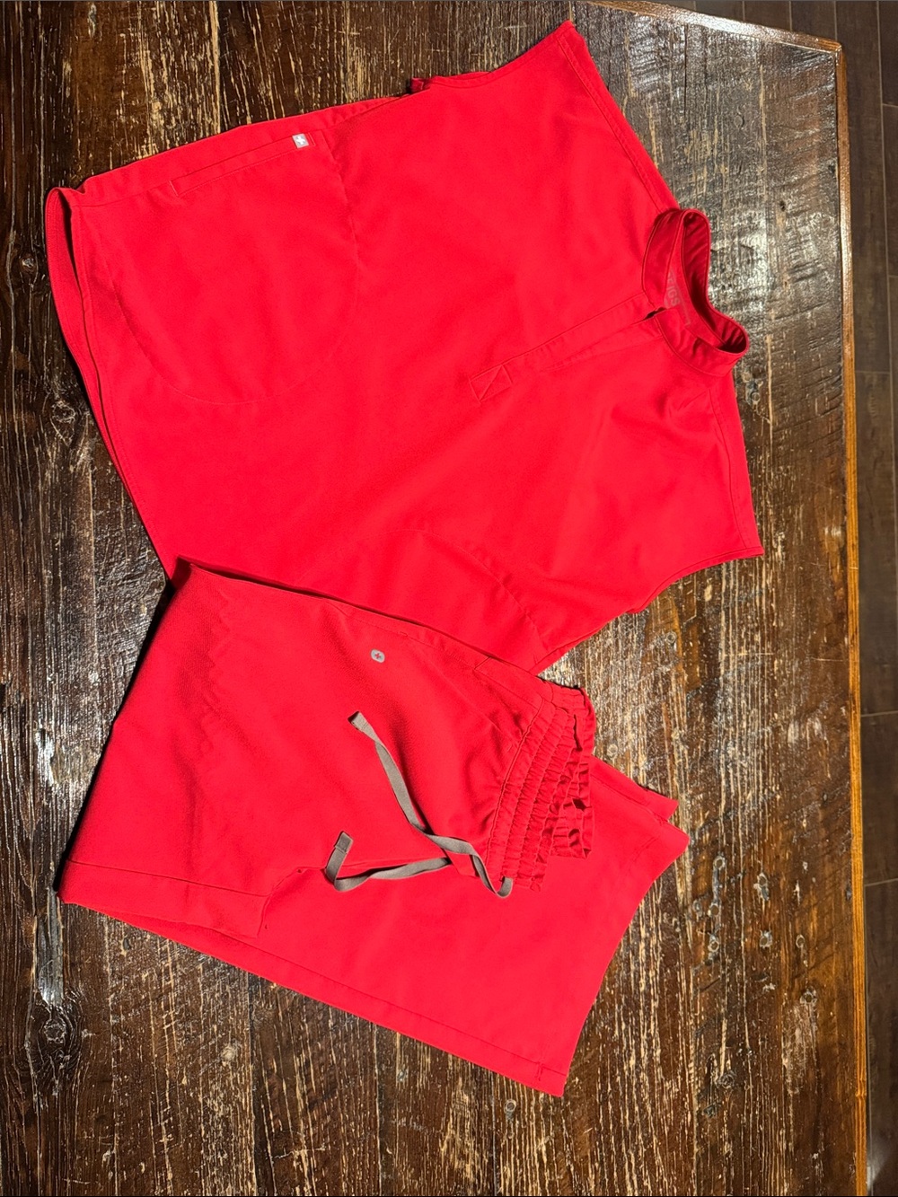 Figs Women's Bright Red Athletic Shorts with Drawstring